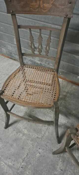 Coppia Sedie Vintage in Legno e Rattan