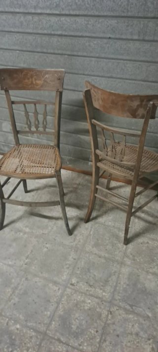Coppia Sedie Vintage in Legno e Rattan