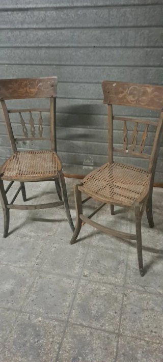 Coppia Sedie Vintage in Legno e Rattan