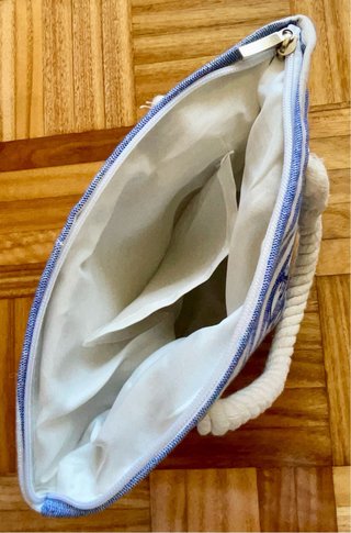 Mini Bolso playa o neceser rayas azul y blanco