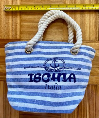 Mini Bolso playa o neceser rayas azul y blanco