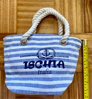 Mini Bolso playa o neceser rayas azul y blanco