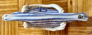 Mini Bolso playa o neceser rayas azul y blanco