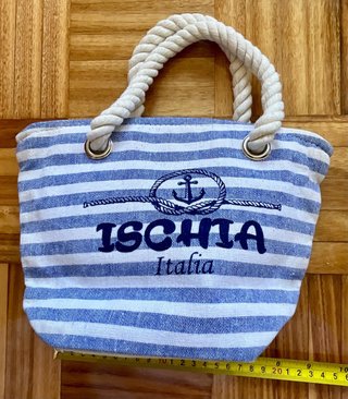 Mini Bolso playa o neceser rayas azul y blanco
