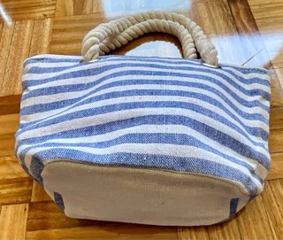 Mini Bolso playa o neceser rayas azul y blanco