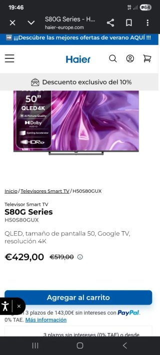 Smart TV Haier 50 QLED 4K Android TV
