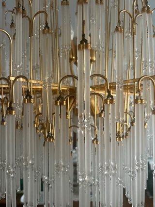 Lámpara de salón de cristal y metal