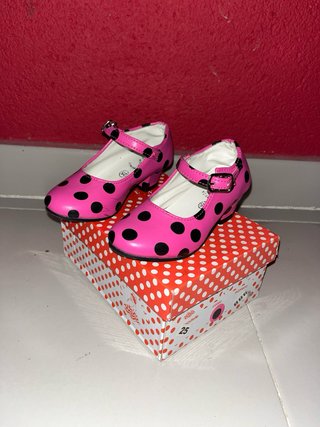 Zapatos Flamenca o sevillana de niña Lunares Rosa