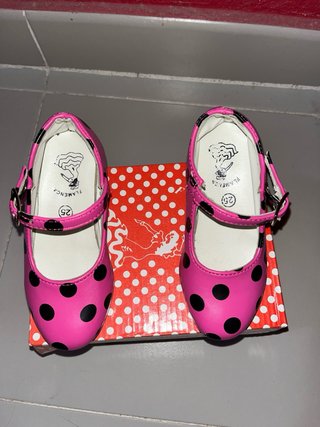 Zapatos Flamenca o sevillana de niña Lunares Rosa