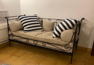Diván cama forja y tela