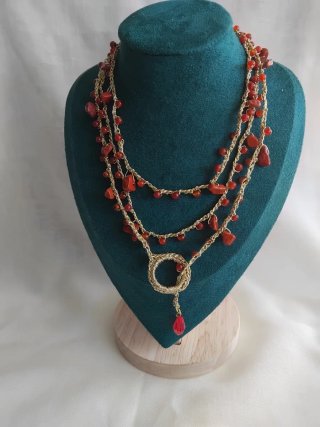 Collar de chips naturales y agata carneola