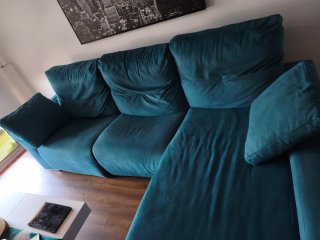 Sofá Cheslong eléctrico ,Azul Turquesa 2.80m