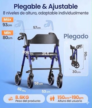Andador Kinepharma con asiento y cesta