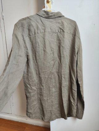 Camisa Zara Lino Verde Oliva