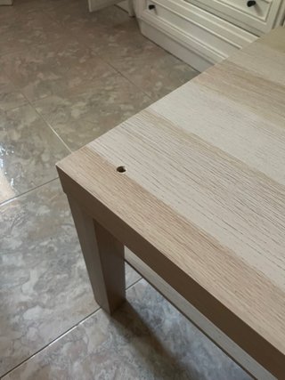 5€ Mesa Lack Ikea Roble Tinte Blanco