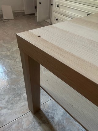 5€ Mesa Lack Ikea Roble Tinte Blanco