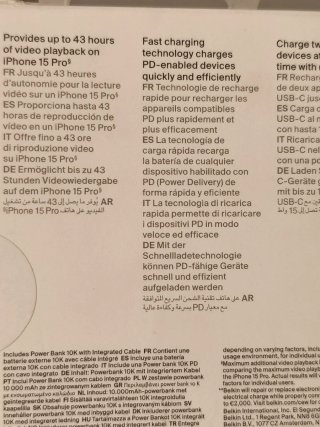 Belkin BoostCharge Power Bank 10K con Cable. Nueva