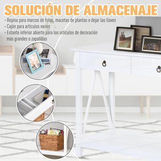 Mesa Consola Entrada 2 Cajones Estante Vintage