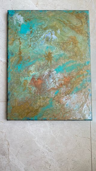 Pintura acrílica abstracta con resina 40x30