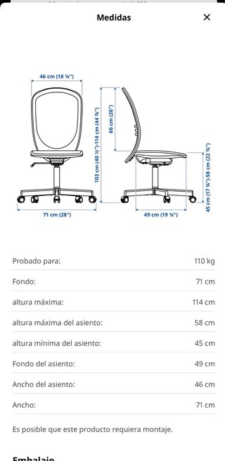 Escritorio y silla giratoria Ikea. Todo 120€