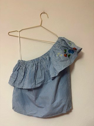 Blusa Asimétrica Rayas Flores Talla S