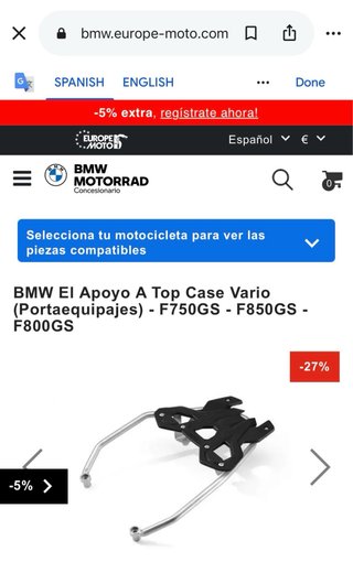 Soporte Top Case Vario BMW F750GS/F850GS