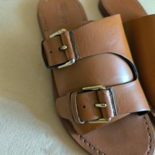 Sandalias Mango Piel Marrón Hebillas Talla 36