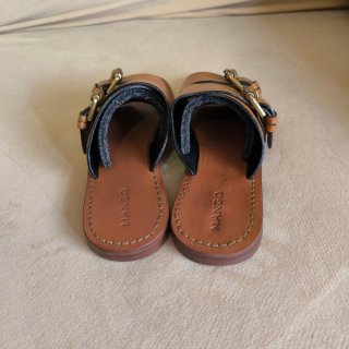 Sandalias Mango Piel Marrón Hebillas Talla 36