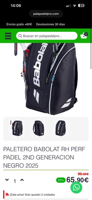 Paletero Babolat Negro