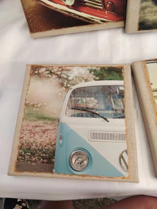Set 4 tele stampe auto vintage