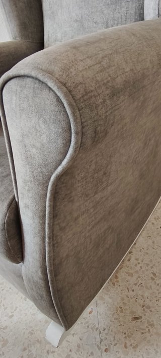 Butaca orejero balancín tela beige/gris