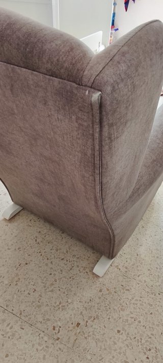 Butaca orejero balancín tela beige/gris