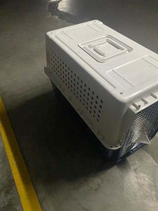 Transportín para mascotas azul y blanco