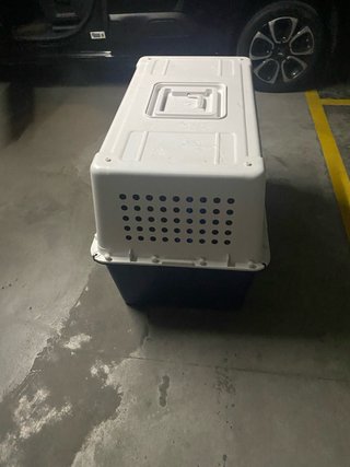 Transportín para mascotas azul y blanco
