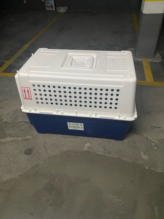 Transportín para mascotas azul y blanco
