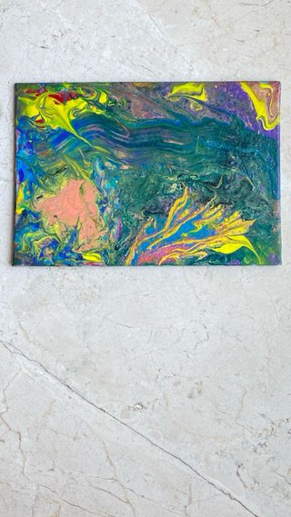 Pintura acrílica abstracta con resina 12x18