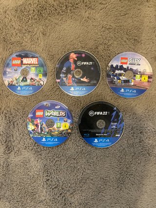 Lote 5 Juegos PS4: FIFA 21, 22, LEGO Marvel, City,