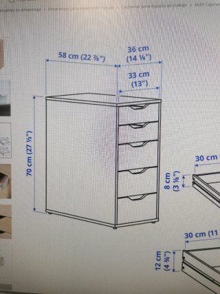Cajonera de madera 36x70x 80 de fondo