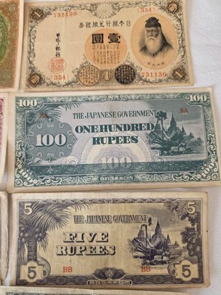 Lote Billetes Japoneses segunda Guerra Mundial.