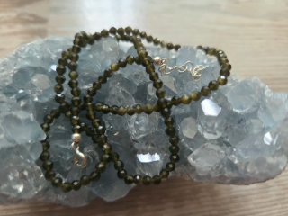 Gargantilla Obsidiana Dorada Plata Ley