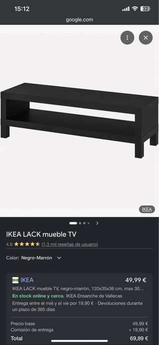 Mueble TV IKEA LACK Negro-Marrón