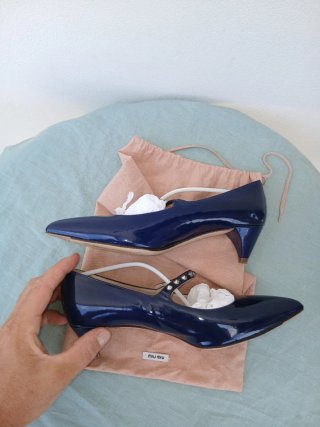 Miu Miu Mary Jane Blu Scintillante