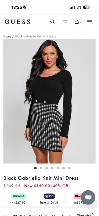 Vestido Guess Negro Mini Punto