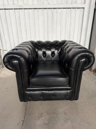 Sillón Chester Vintage Piel Negra