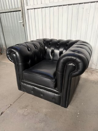 Sillón Chester Vintage Piel Negra