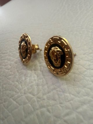 Pendientes Versace Medusa Negro y Dorado