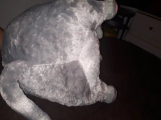 Peluche gato gris y rosa alta calidad
