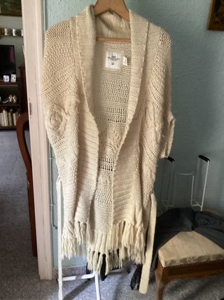 Chaqueta larga de punto beige talla única