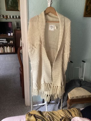 Chaqueta larga de punto beige talla única