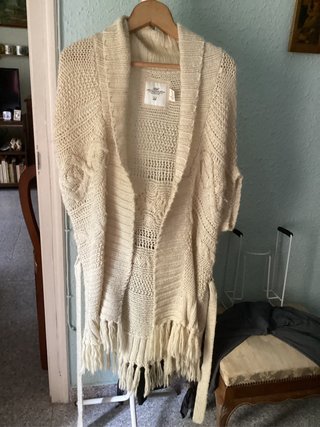 Chaqueta larga de punto beige talla única